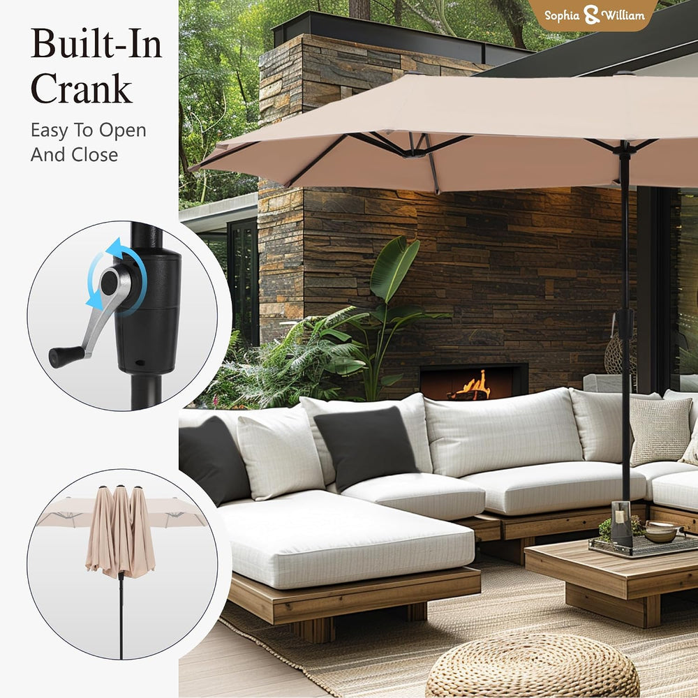 Sophia & William Outdoor Dining Set with Umbrella for 6 w/Swivel Chairs
