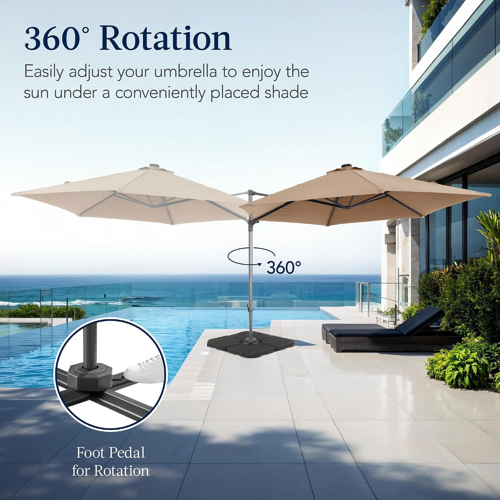 Best Choice Products 10ft Offset Cantilever Hanging Market Patio Umbrella, Sm...