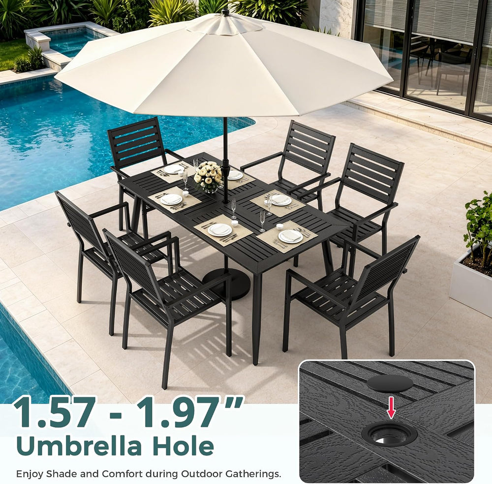 Pamapic 7-Piece HDPE Outdoor Dining Set, All-Weather Patio Furniture Set with...