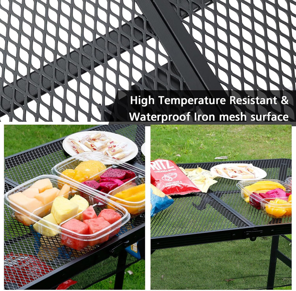 JOUYEK Folding Grill Table,3x2 FT Portable Camping Table with 2 Wing Panels