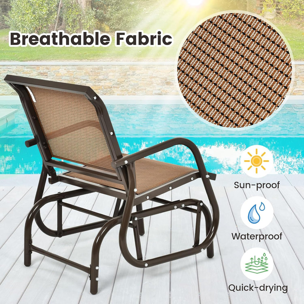 DORTALA Swing Glider Chair, Outdoor Rocking Chair w/Study Metal Frame, Comfor...
