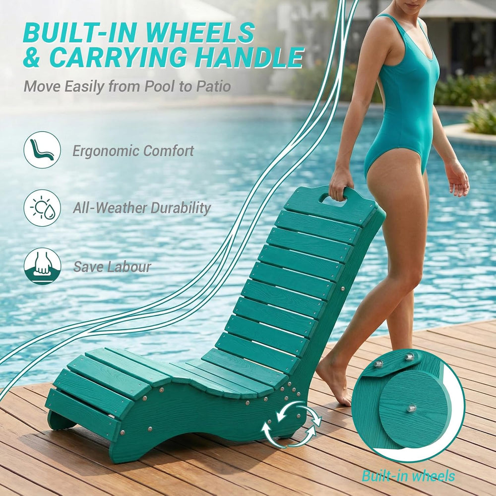 Skybright HDPE Pool Lounge Chairs Set of 2, in-Pool Chaise Lounge Outdoor wit...