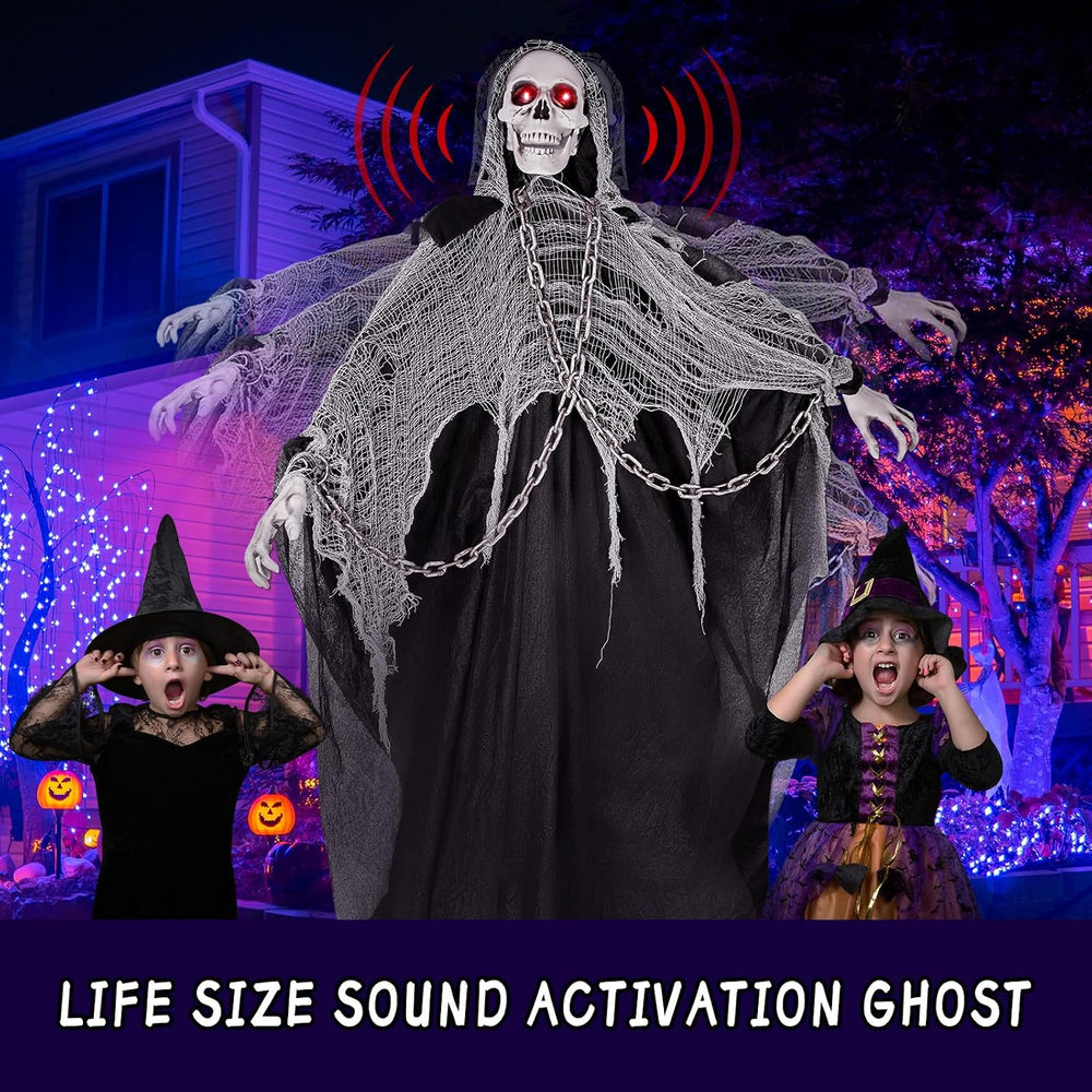 74'' Halloween Decorations Outdoor Animatronics Grim Reaper with Chain