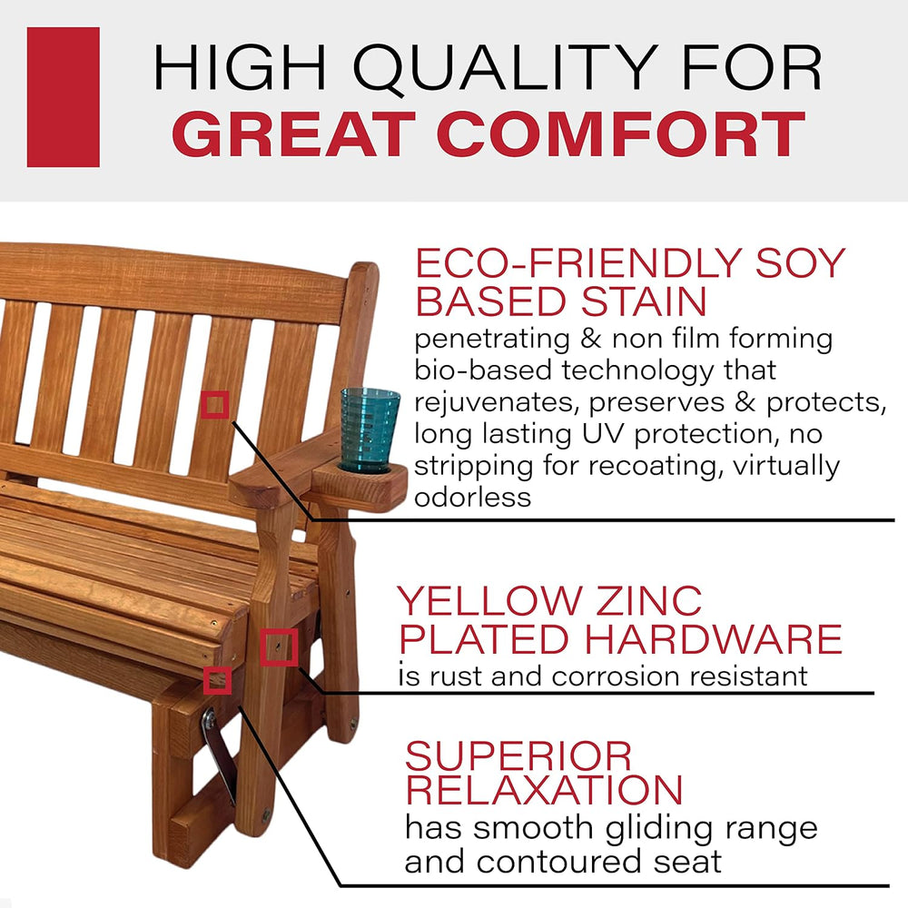 Amish Heavy Duty 800 Lb Mission Pressure Treated Porch Glider with Cupholders...