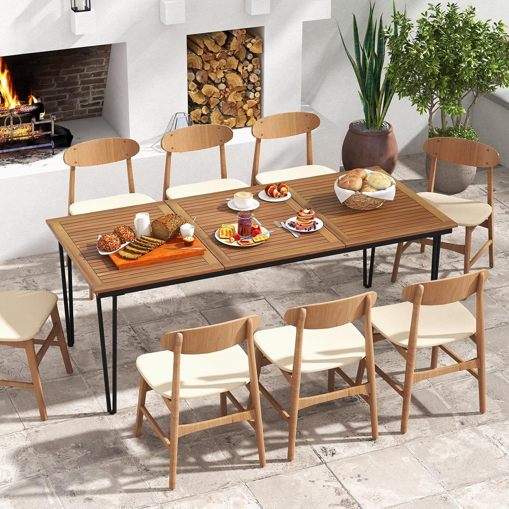 Tangkula 79 Inch Outdoor Dining Table for 8, Acacia Wood 8-Person Patio Table...
