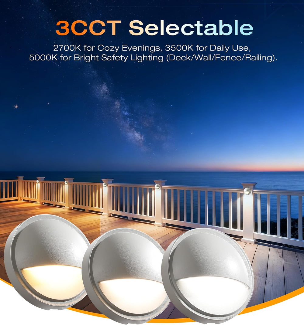 CLOUDY BAY [12 Pack] 3CCT Low Voltage LED Deck Lights Outdoor,2700K/3500K/500...