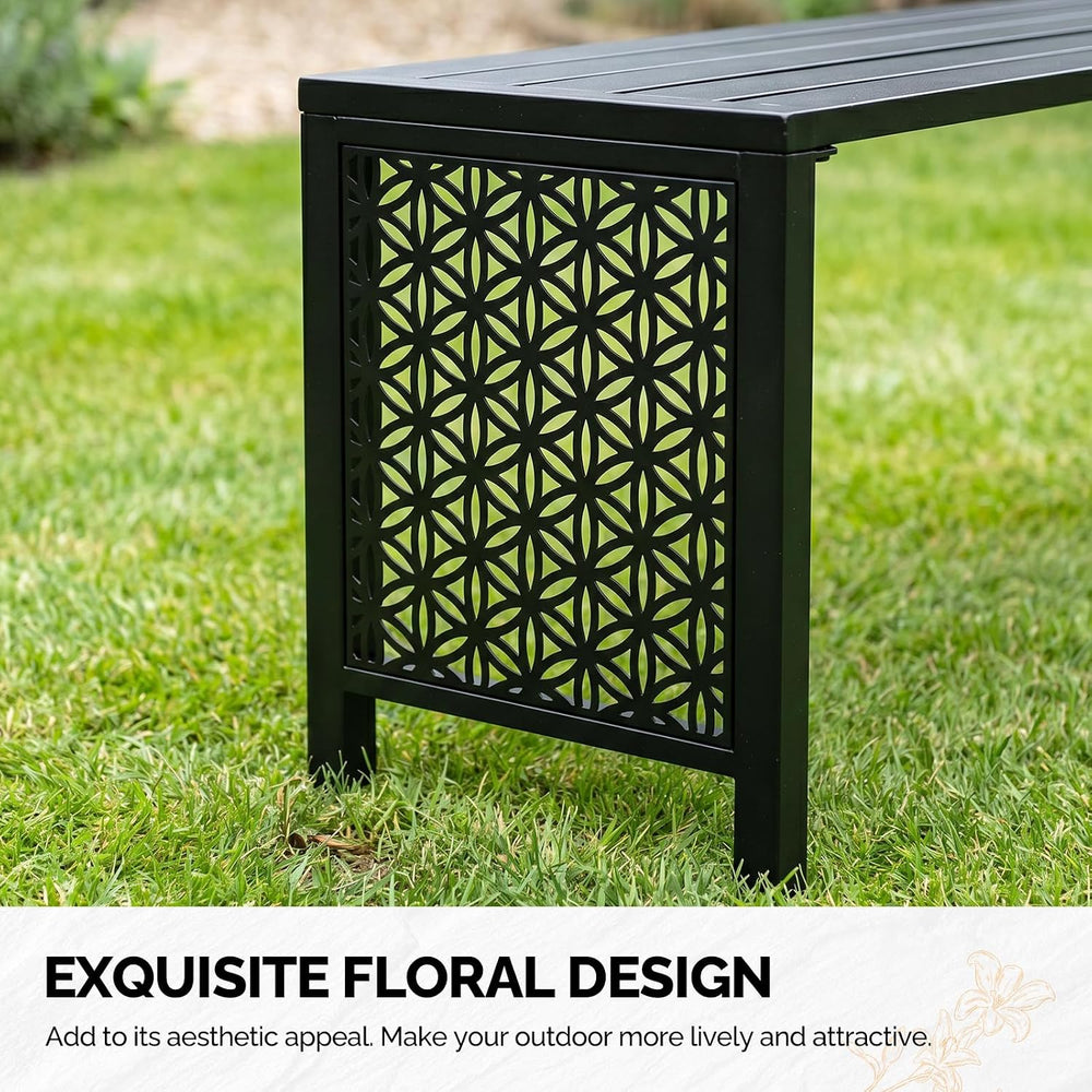 VINGLI 40in Outdoor Metal Bench, All-Weathe Backless Patio Bench with Slatted...