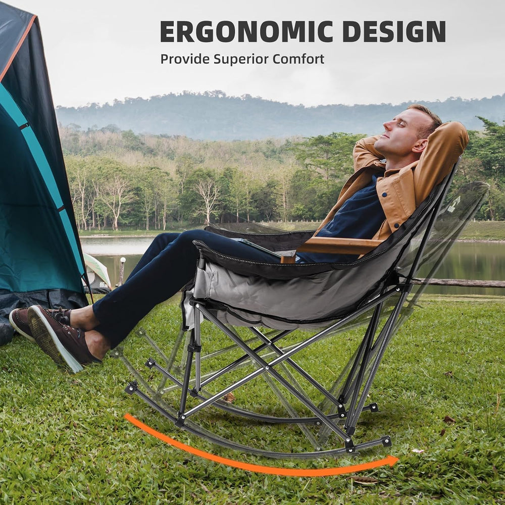 Oversized Rocking Camping Chair for Adults - 400lbs Capacity Padded Camp Chai...