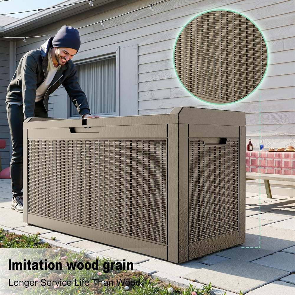 DRATO 60 Gallon Deck Box, Waterproof Resin Large Outdoor Storgae Box for Pati...