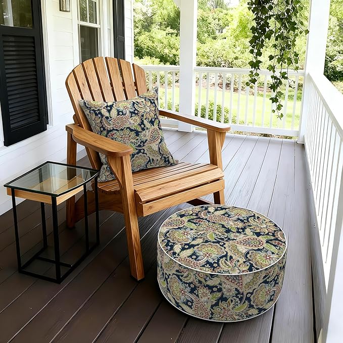 LVTXIII Inflatable Stool Ottoman Footrest with Handle, Decorative Fade-Resist...