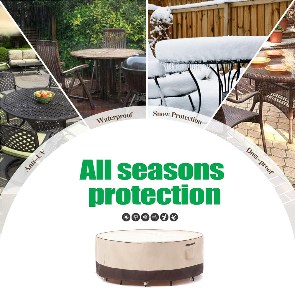 F&J Outdoors Round Outdoor Furniture Covers, 84"Dia x 27.5"H