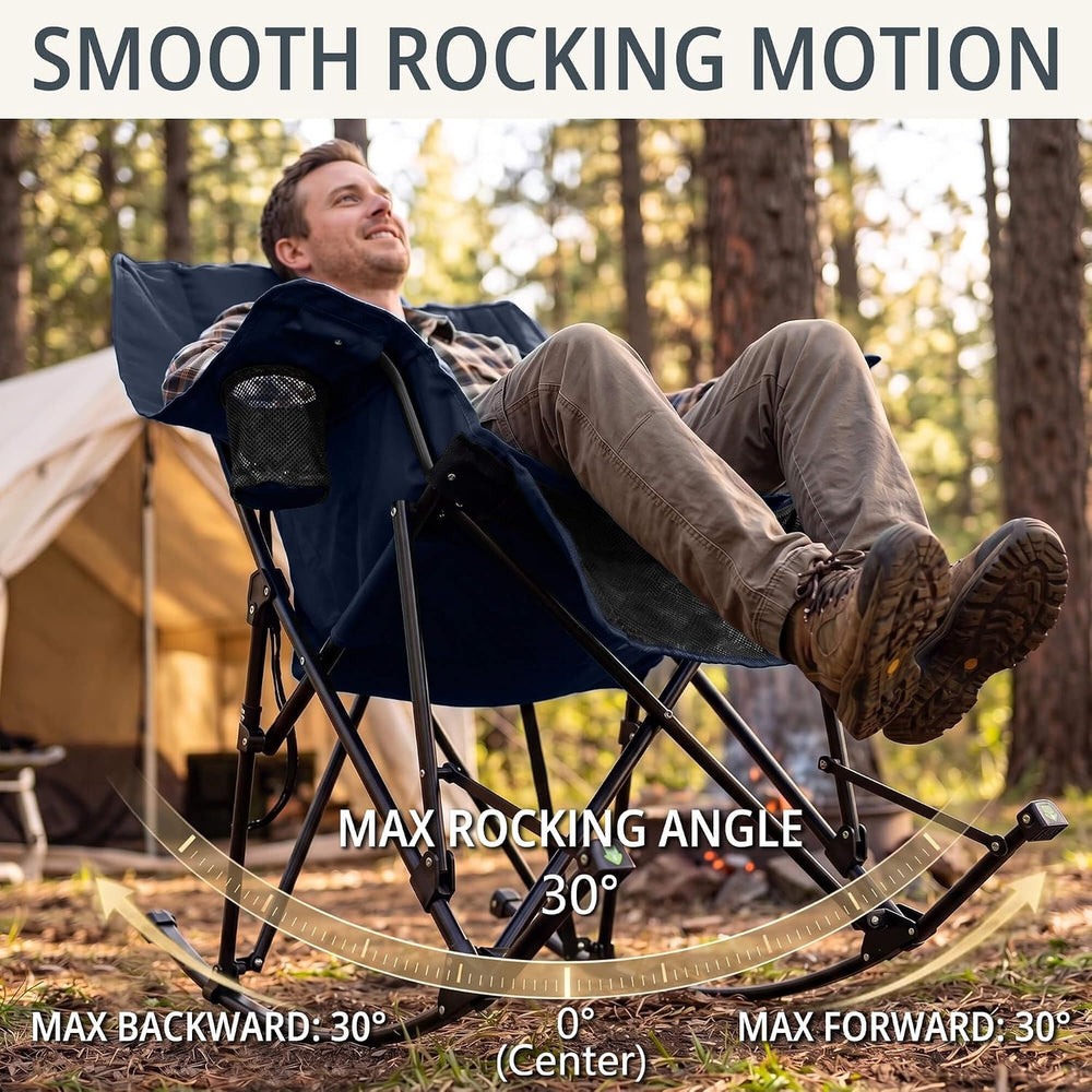 400lbs Rocking Camping Chair Oversized Folding Rocker for Adults
