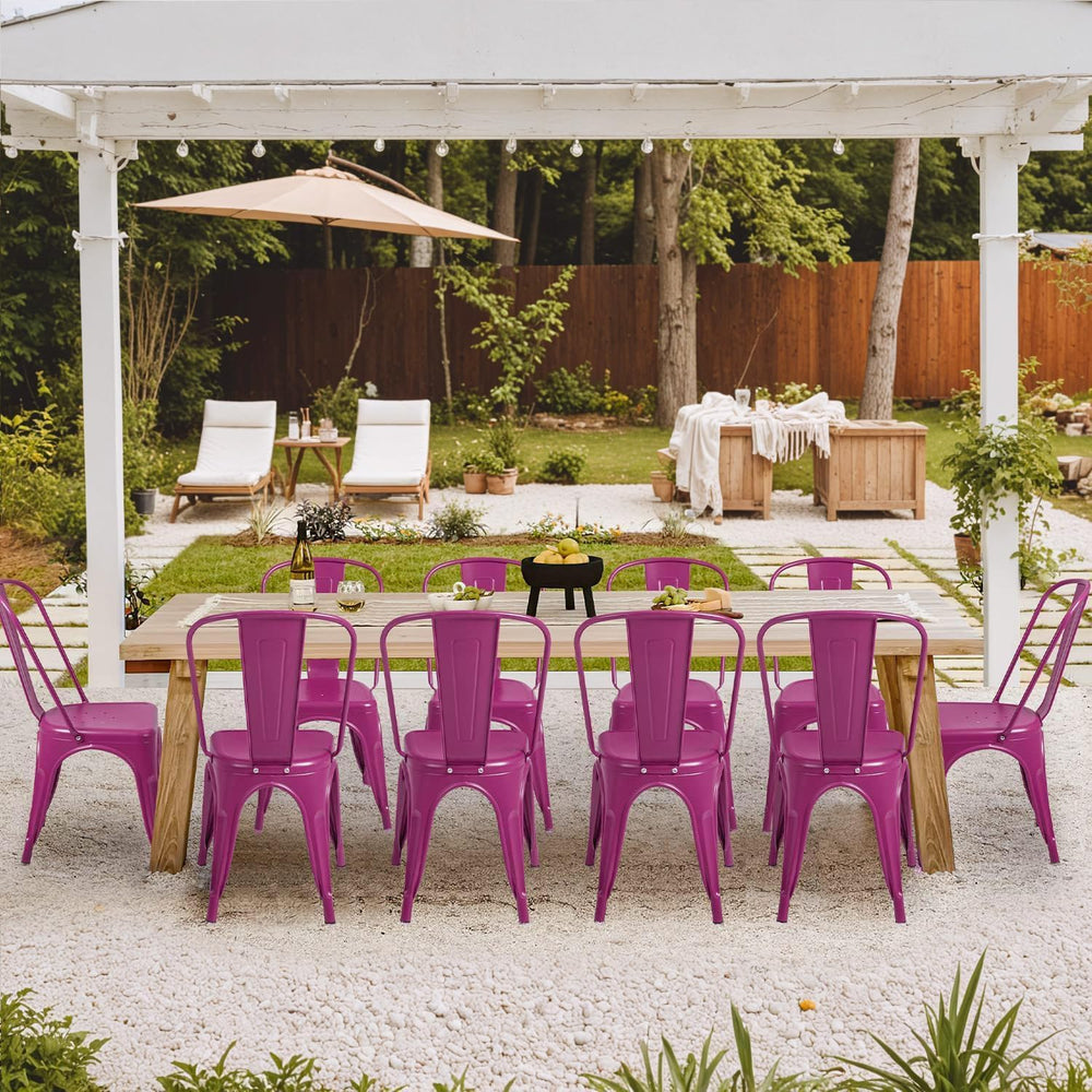 Furmax Metal Dining Chair Indoor Outdoor Use Stackable Classic Trattoria Chai...