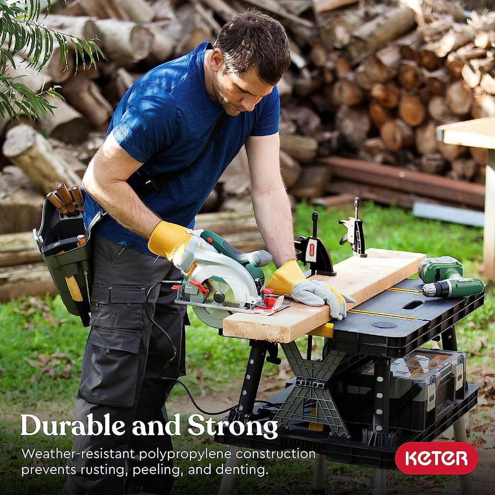 Keter Heavy-Duty Folding Workbench with 1,000 Pound Capacity