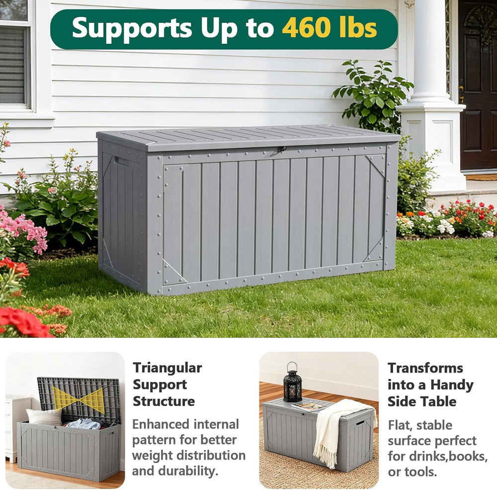 Outdoor Storage Box, 98 Gallon Deck Box, Outdoor Storage Bench, Waterproof Re...