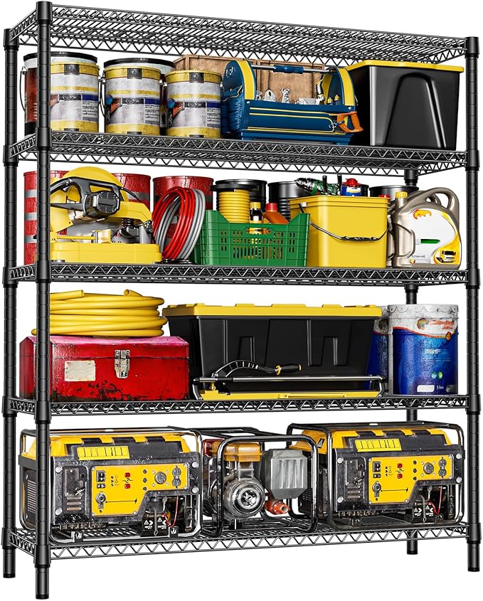 IZEUK 5-Tier Adjustable Heavy Duty Metal Storage Shelving Unit, Wide Utility ...