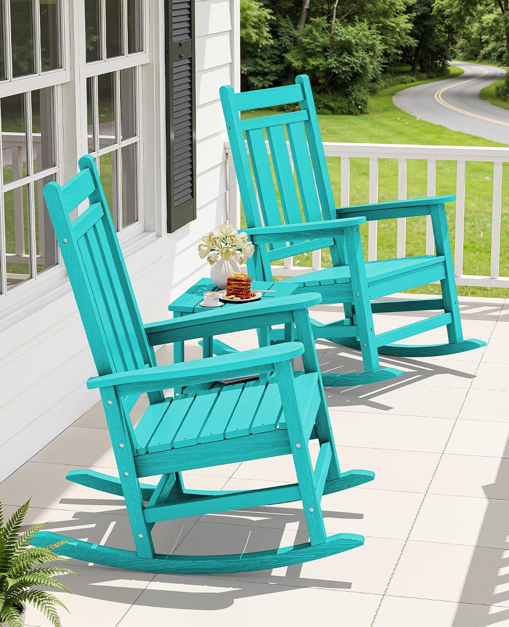 KINGYES Oversized Outdoor Rocking Chair, HDPE Patio Rockers, Aruba