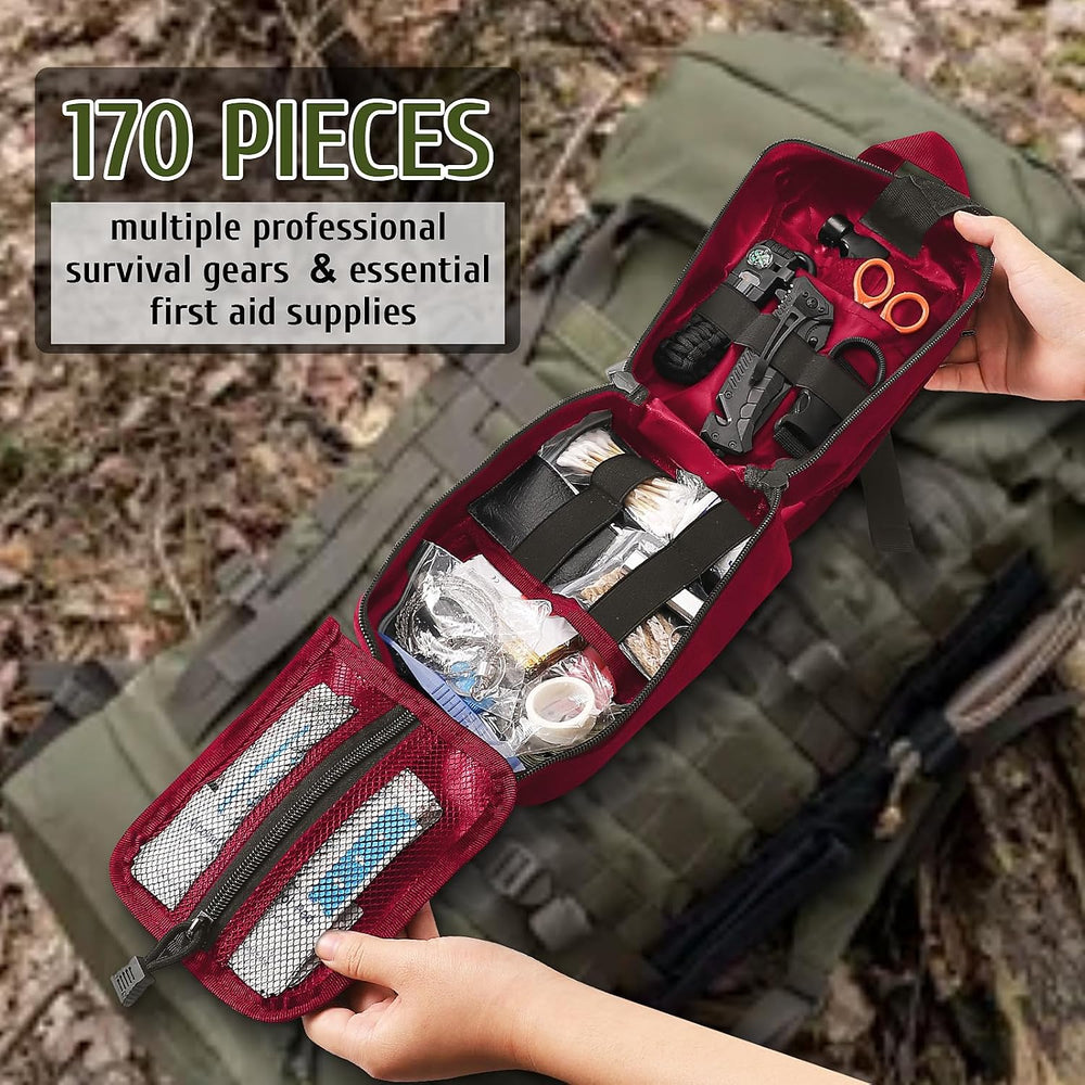 ABPIR 170 PCS Survival Kits, Survival First Aid Kit, Trauma Kit with Essentia...