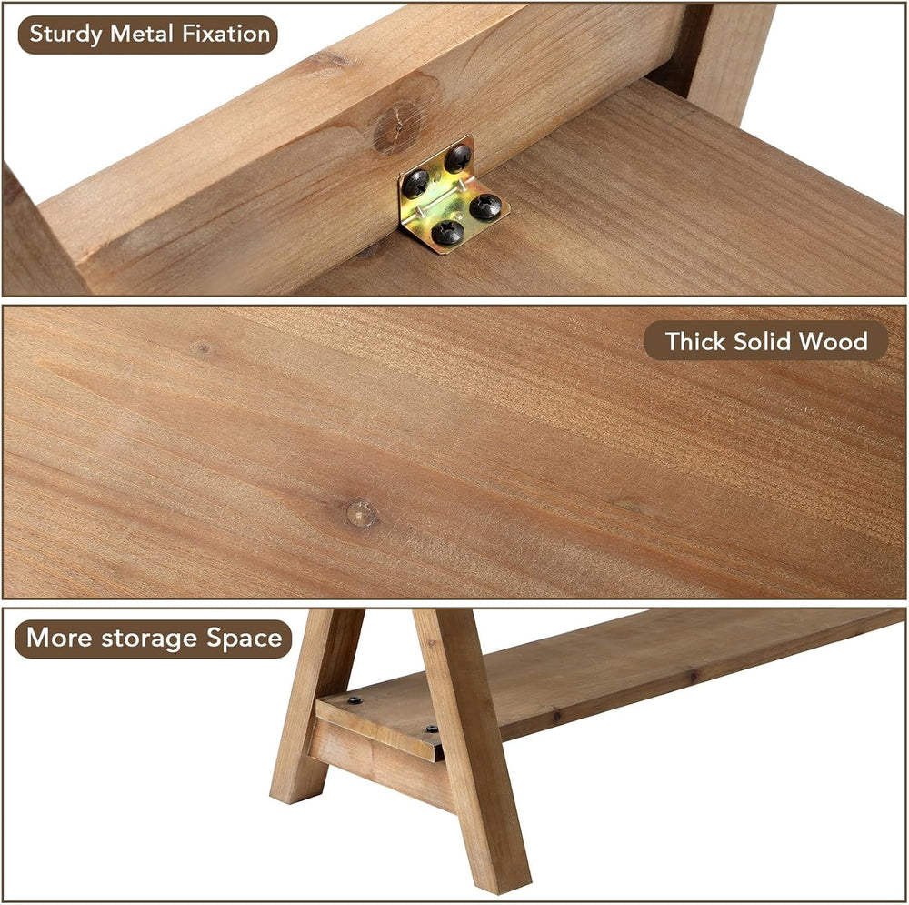 RowyPoey Solid Wood Bench, 30" Farmhouse Entryway Bench with Shoe Storage