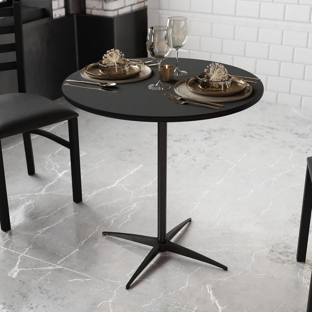 Flash Furniture 30 in Wood Round Cocktail Table, Black