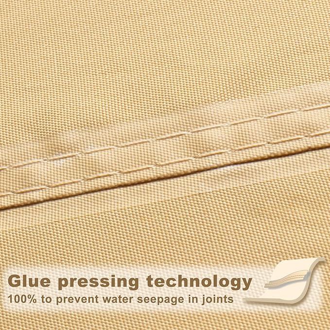 SUNNY GUARD Waterproof Sun Shade Sail 12' x 12' x 12' Sand Triang...