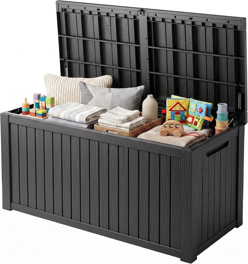 200 Gallon Resin Deck Box, Lockable Patio Outdoor Storage Box for Furniture, ...