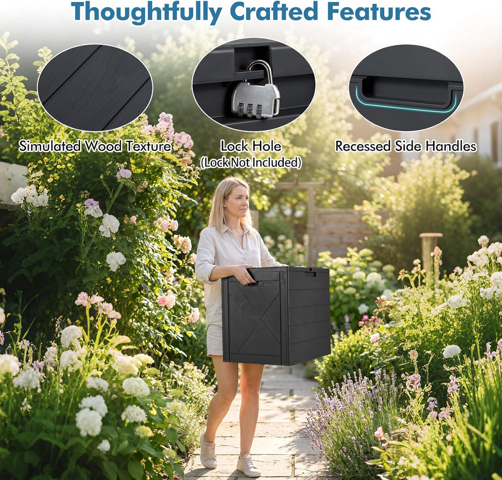 Tangkula 25 Gallon Outdoor Storage Box with Lockable Lid