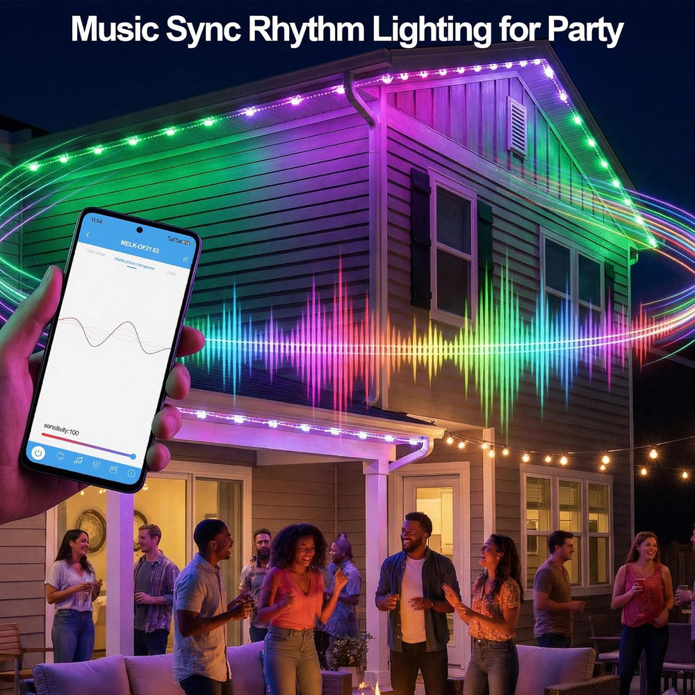 100FT Smart Permanent Outdoor Lights Eaves String | IP67 waterproof, APP &amp...