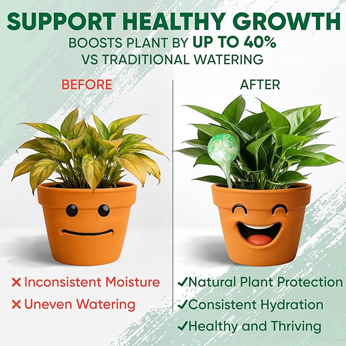 Plant Watering Globes Set of 4 - Large Self Watering Globes for Indoor & ...
