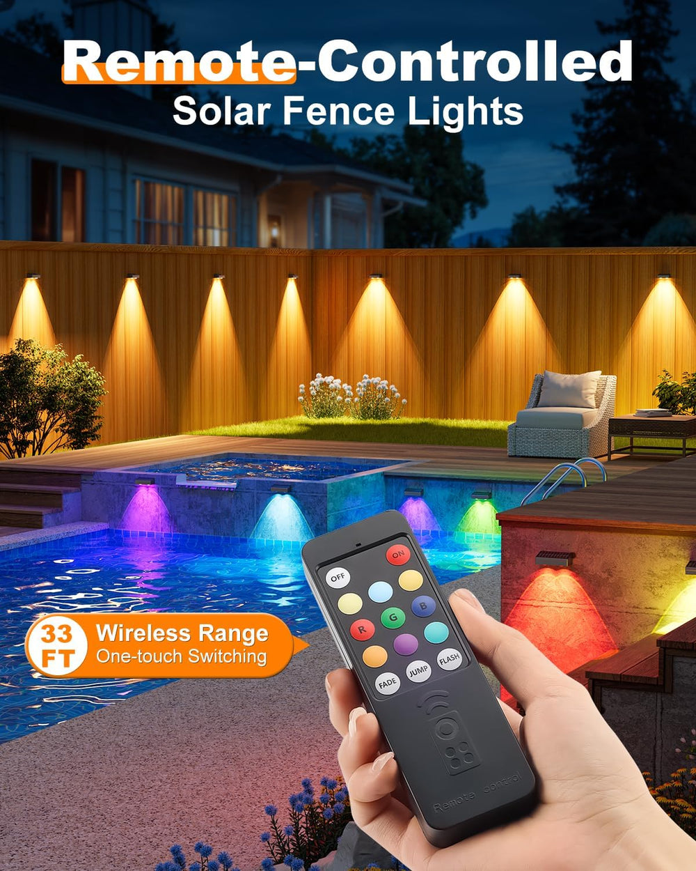 VOLISUN Solar Fence Lights with Remote Control 12 Pack, 50 LM Fence Lights