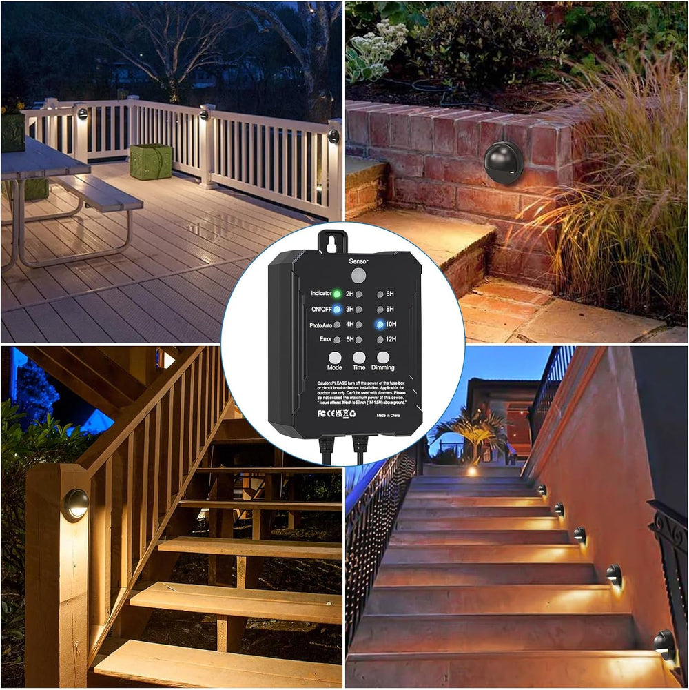HIBOITEC Low Voltage Deck Lights Kit with Transformer Timer 2700K 8Packs