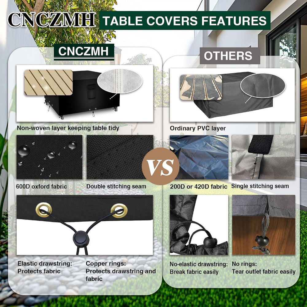 Square Heavy Duty Patio Table Covers Waterproof, 600D Outdoor Dining Table an...