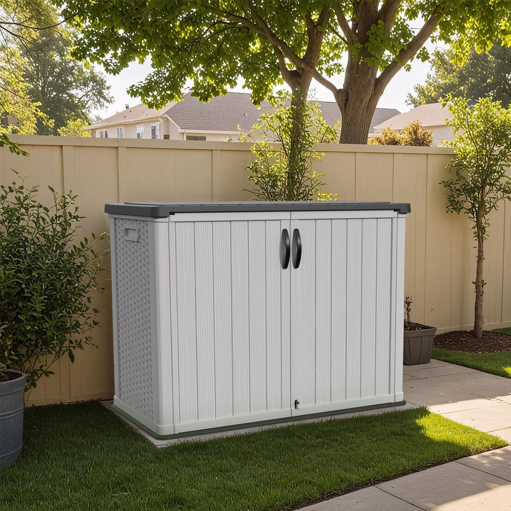 Patiowell 26 Cu.ft Plastic Outdoor Storage Cabinet, Lockable Waterproof Horiz...