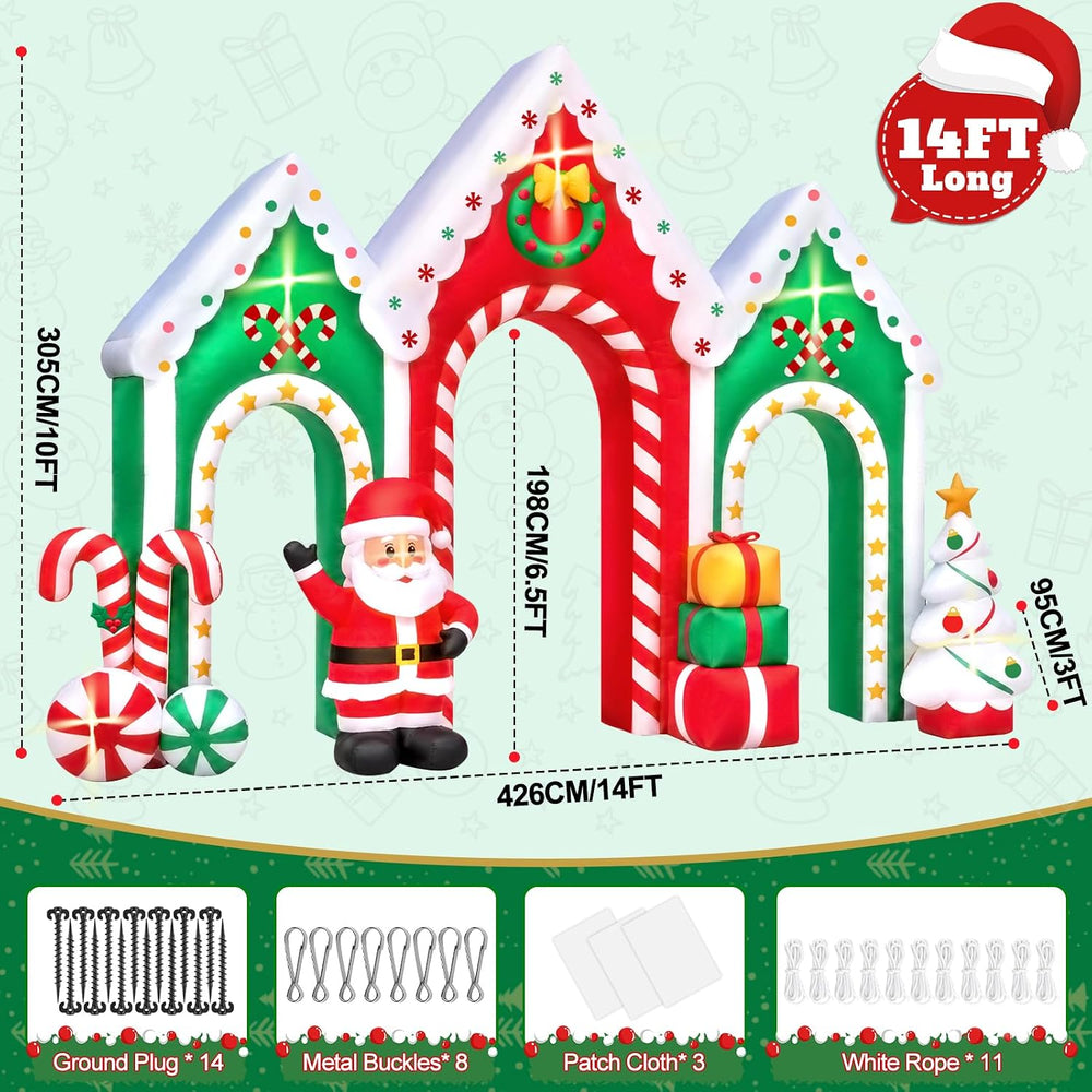 Kalolary 14FT Long Christmas Inflatable Archway Outdoor Decorations