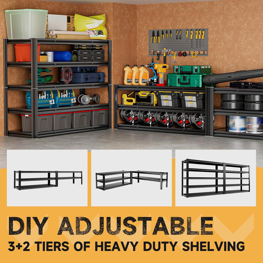 5-Tier 60" W x 20" D x 72" H Garage Shelving Metal Storage Rac...