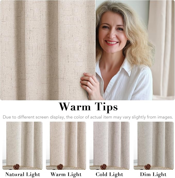 H.VERSAILTEX Blackout Curtains, Linen Curtains 108 inches Long 100% Black Out...