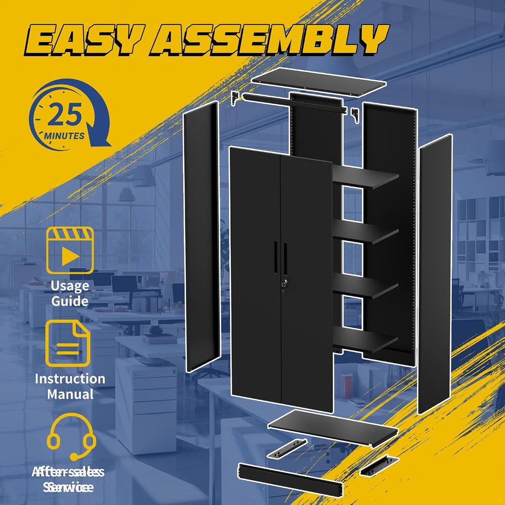 Metal Garage Storage Cabinet, 72" Steel Tool Cabinets with Lock