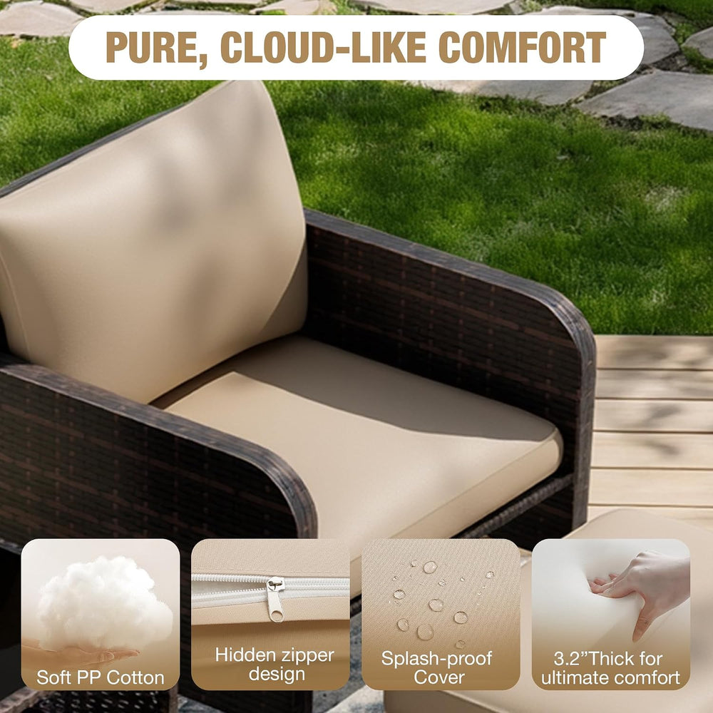 LEVELEVE Patio Conversation Set 5 Piece, Balcony Furniture Outdoor PE Rattan ...