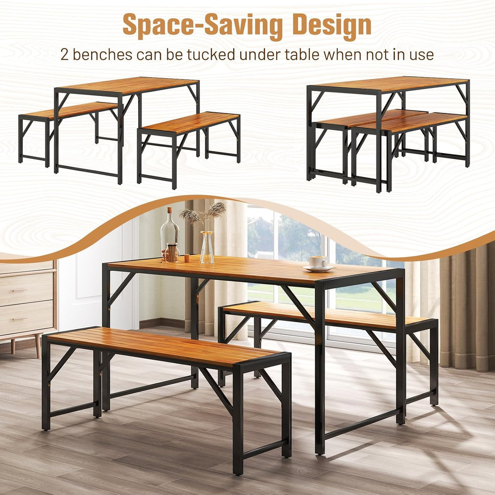 Tangkula 3 Pieces Patio Dining Set for 6 People, Outdoor Picnic Table & 2...