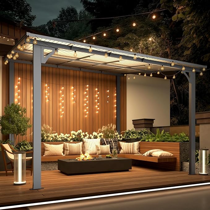 AECOJOY 10’ x 10’ Gazebo, Wall Mounted Gazebos Pergola on Clearance, Outdoor ...