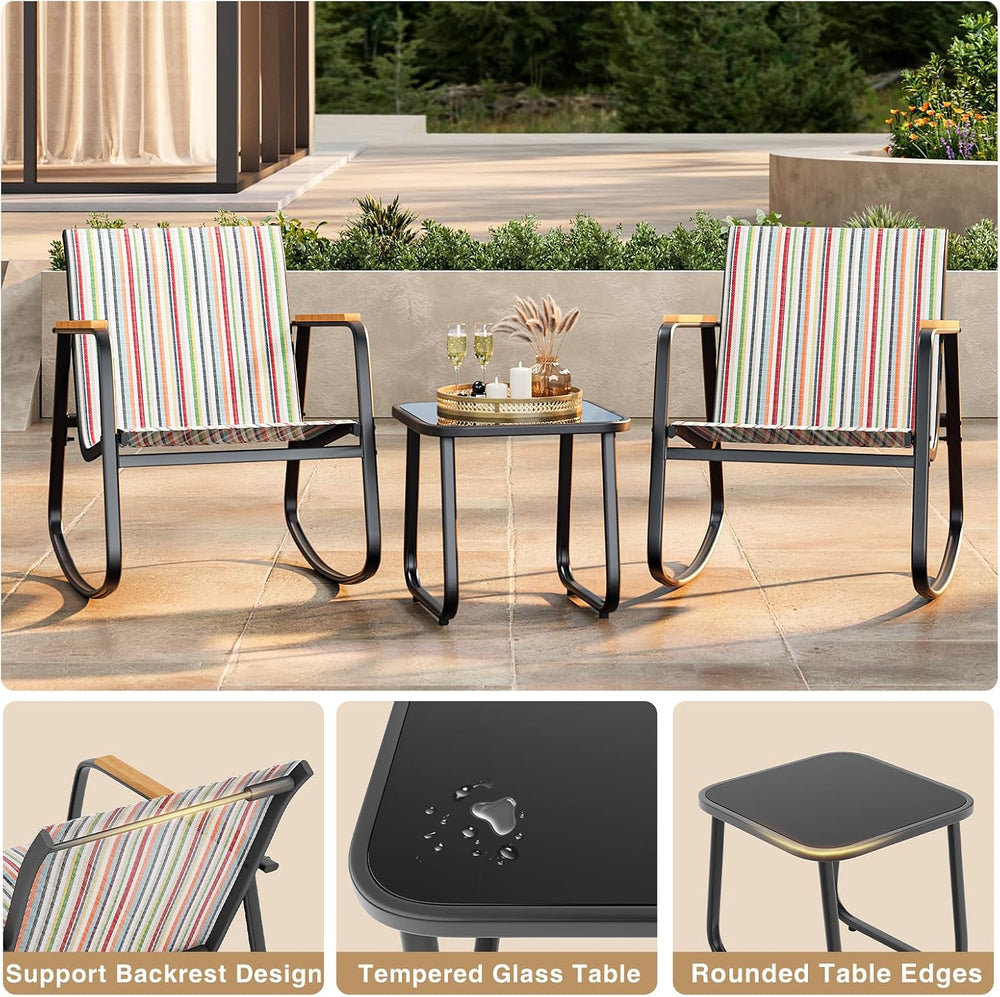 Ahomly 3 Pieces Patio Furniture Set, Outdoor Furniture Set, Stripe