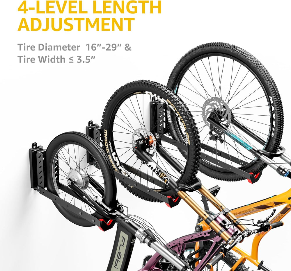 monTEK No-Lift Swivel Bike Wall Mount, Bike Hangers for Garage, 4 Pack