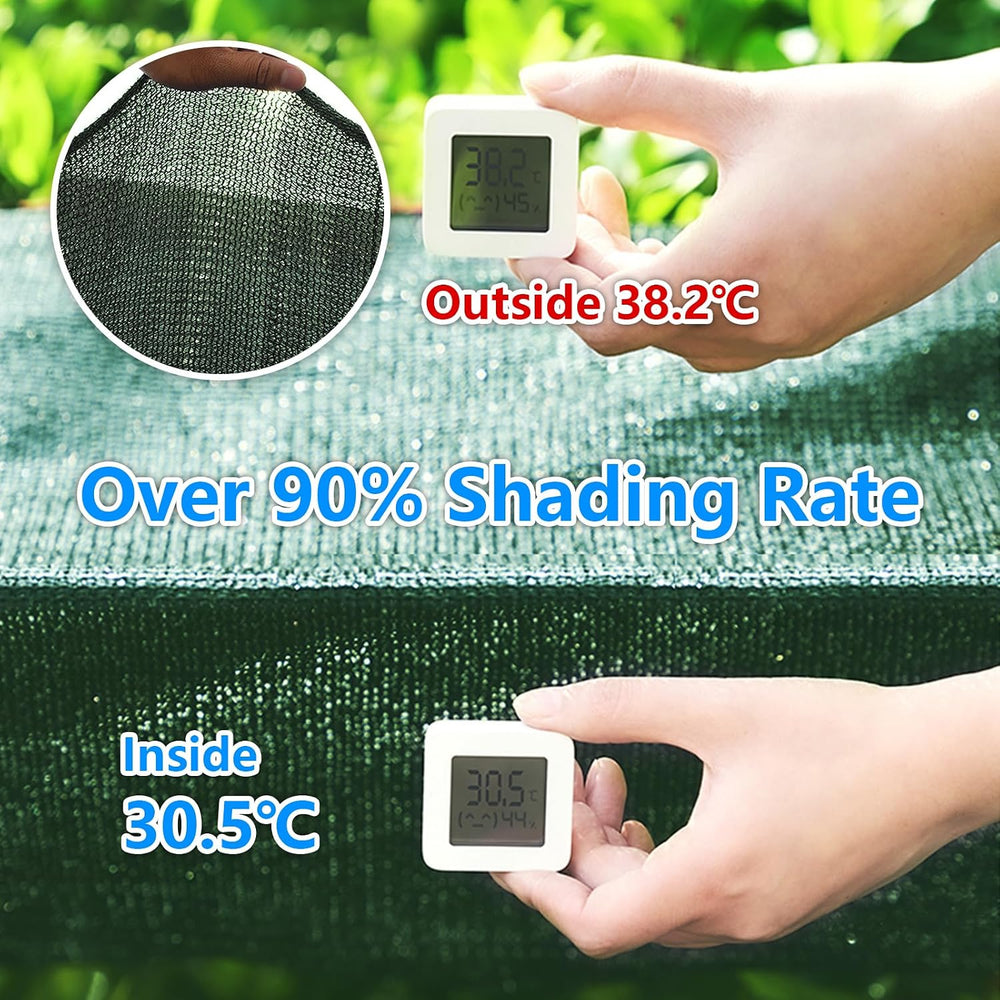 90% Blackish Green Shade Cloth, 10 x 20 ft with Reinforced Grommets