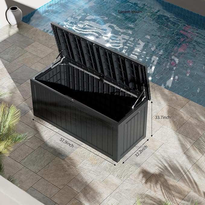 TARKARI 270 Gallon Lockable Resin Deck Box, Waterproof & UV-Resistant Out...