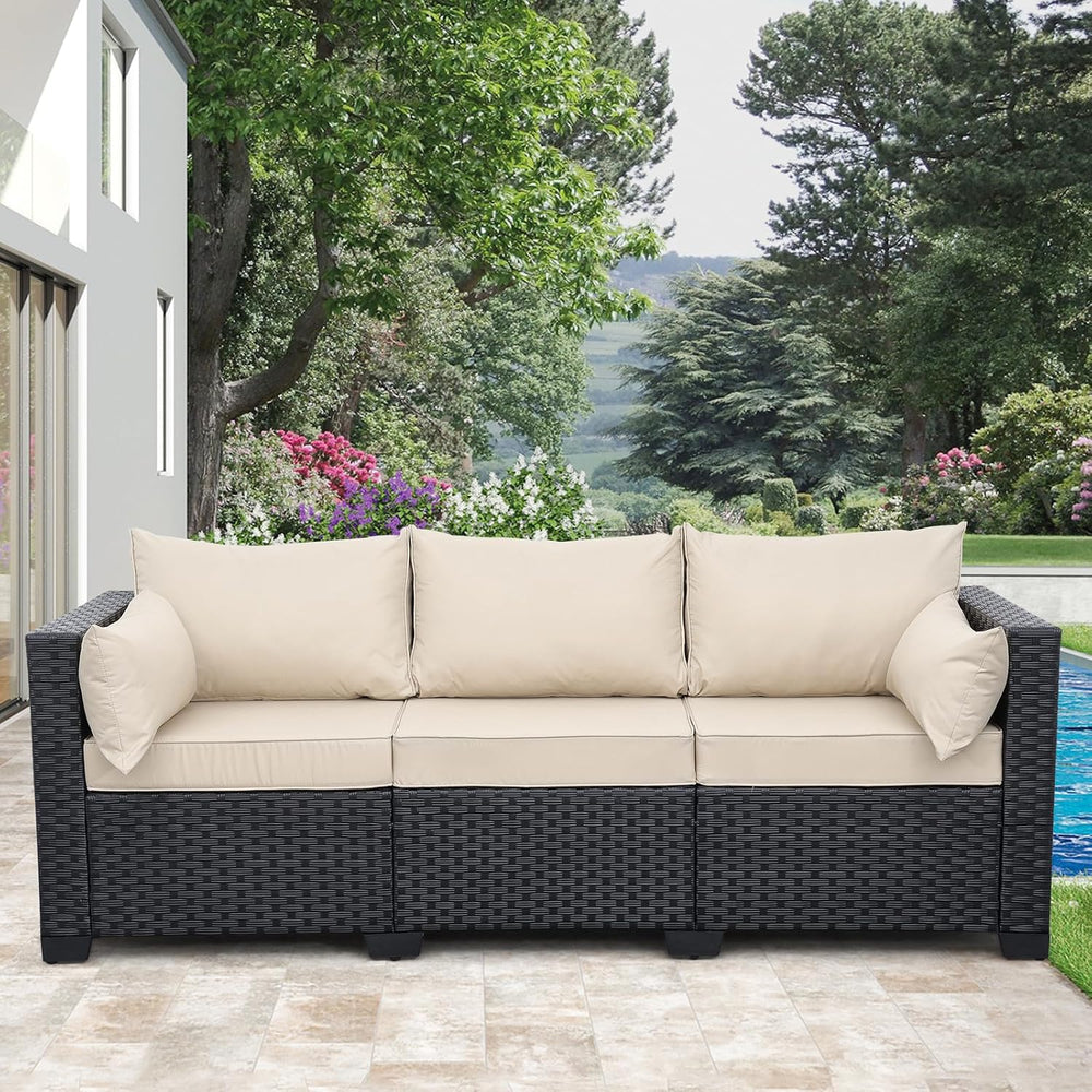Rattaner Patio Furniture 3-seat Sofa Wicker Outdoor Furniture Outdoor Couch D...