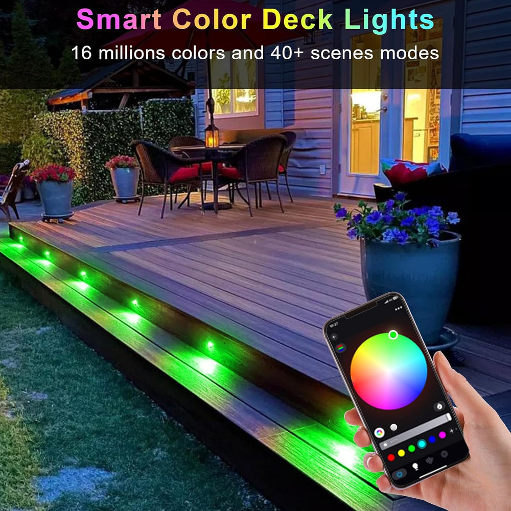 LED Deck Lights Kit, 30 Pack Φ1.22" Low Voltage WiFi Smart Recessed RGBW...