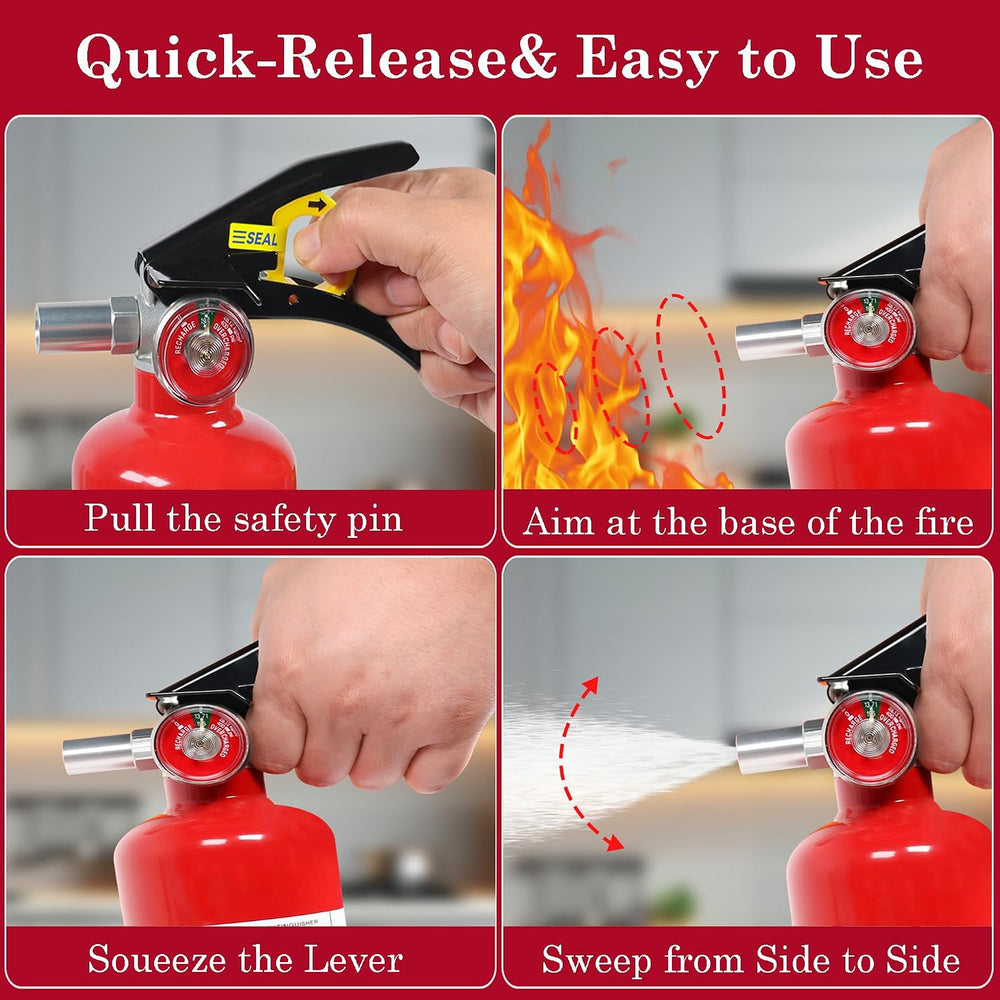 ABC Dry Chemical Fire Extinguisher, 2.5 lb 1A:10B:C Rated - Quick-Release Han...