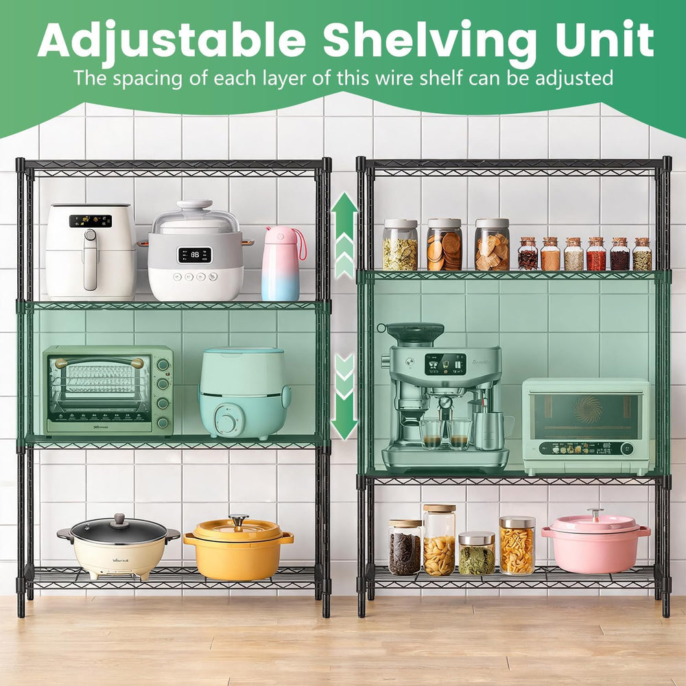 FDW | 4-Tier Wire Shelf | 36" x 14" x 54" | Black