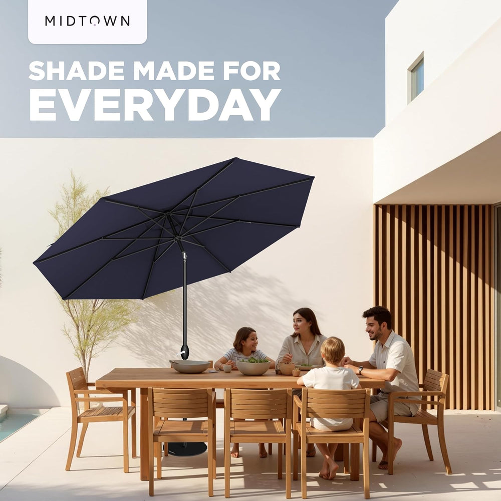 Midtown Umbrellas Lean - 9 Ft Patio Umbrella, Navy Blue Canopy