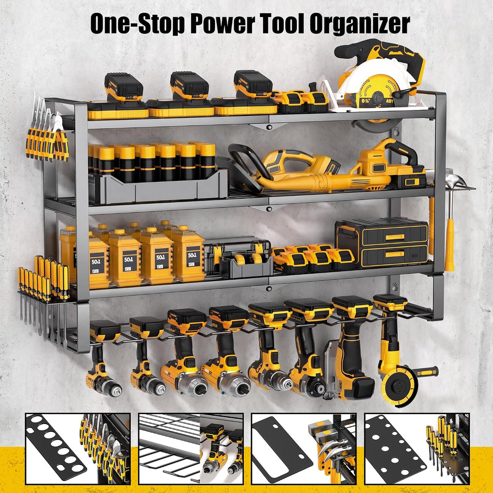 MOOMSINE Large Power Tool Organizer Wall Mount for Garage, 4-Tier Extra Tall ...